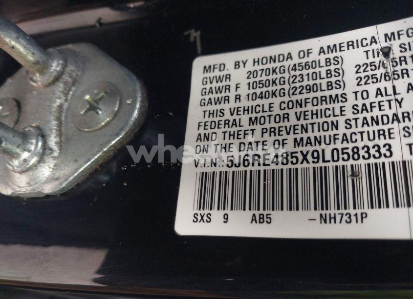 Photo 9 of 2009 Honda Cr-v EX (VIN 5J6RE485X9L058333)