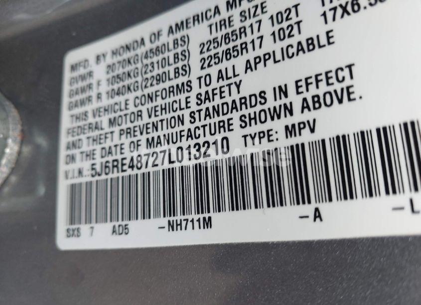 Photo 9 of 2007 Honda Cr-v EX-L (VIN 5J6RE48727L013210)