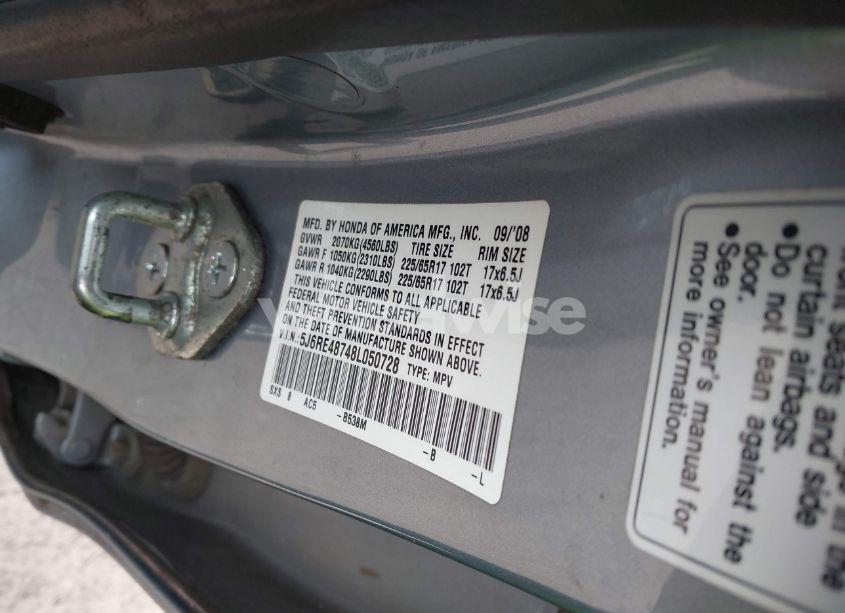 Photo 9 of 2008 Honda Cr-v (VIN 5J6RE48748L050728)