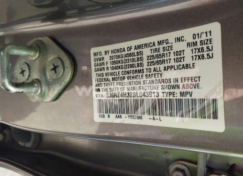 Photo 9 of 2011 Honda Cr-v LX (VIN 5J6RE4H32BL043913)