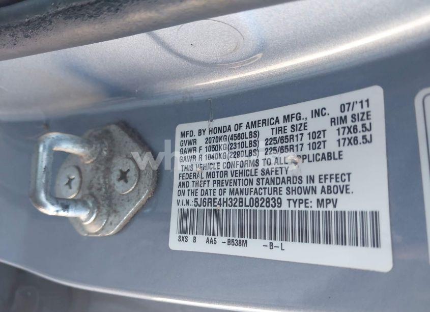 Photo 9 of 2011 Honda Cr-v LX (VIN 5J6RE4H32BL082839)