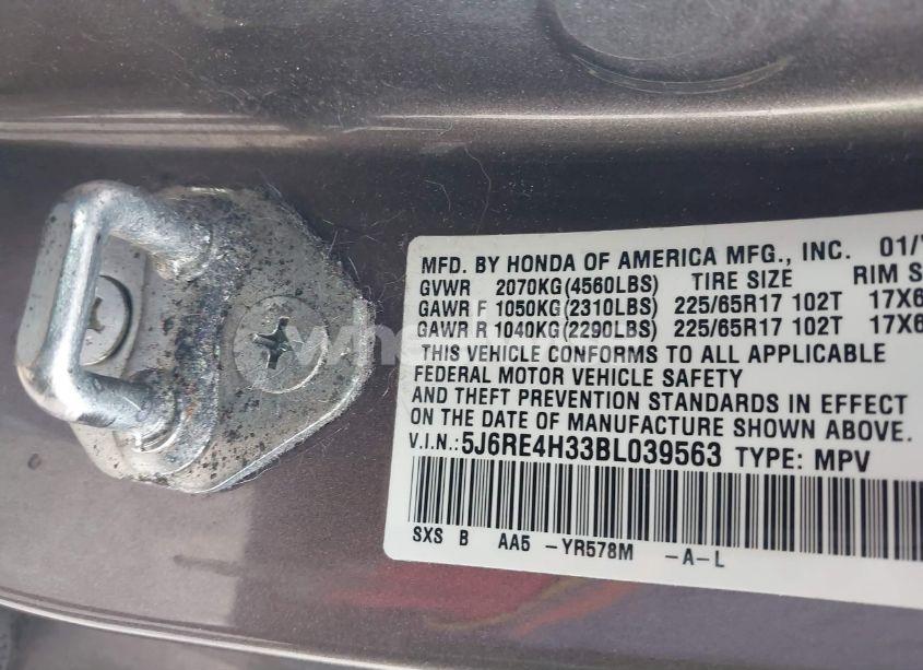 Photo 9 of 2011 Honda Cr-v LX (VIN 5J6RE4H33BL039563)