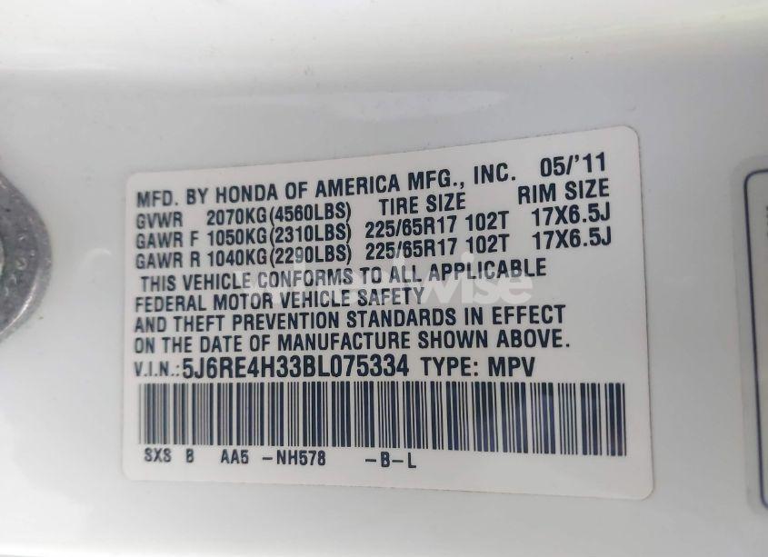 Photo 9 of 2011 Honda Cr-v LX (VIN 5J6RE4H33BL075334)