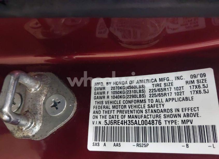 Photo 9 of 2010 Honda Cr-v LX (VIN 5J6RE4H35AL004876)