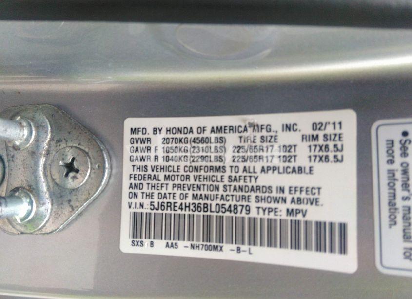 Photo 9 of 2011 Honda Cr-v LX (VIN 5J6RE4H36BL054879)