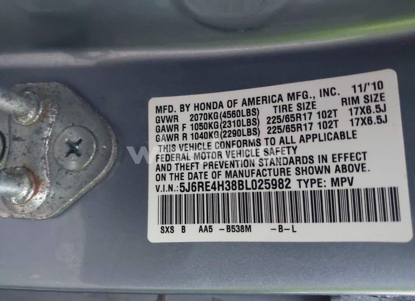 Photo 9 of 2011 Honda Cr-v LX (VIN 5J6RE4H38BL025982)