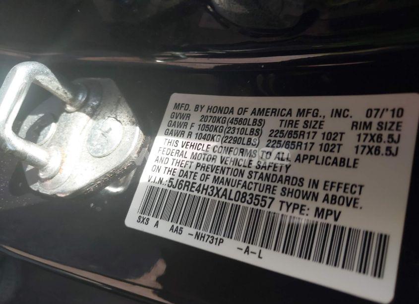 Photo 9 of 2010 Honda Cr-v LX (VIN 5J6RE4H3XAL083557)