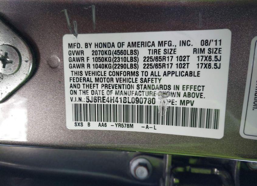 Photo 9 of 2011 Honda Cr-v SE (VIN 5J6RE4H41BL090780)
