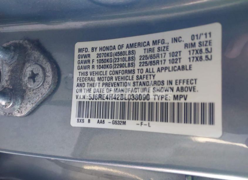 Photo 9 of 2011 Honda Cr-v SE (VIN 5J6RE4H42BL038090)