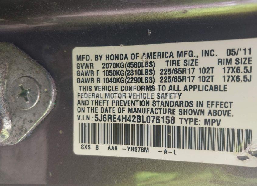 Photo 9 of 2011 Honda Cr-v SE (VIN 5J6RE4H42BL076158)