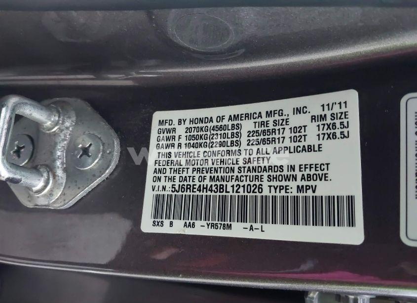 Photo 9 of 2011 Honda Cr-v SE (VIN 5J6RE4H43BL121026)