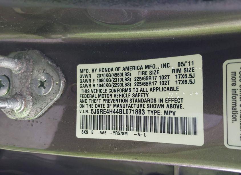 Photo 9 of 2011 Honda Cr-v SE (VIN 5J6RE4H44BL071883)