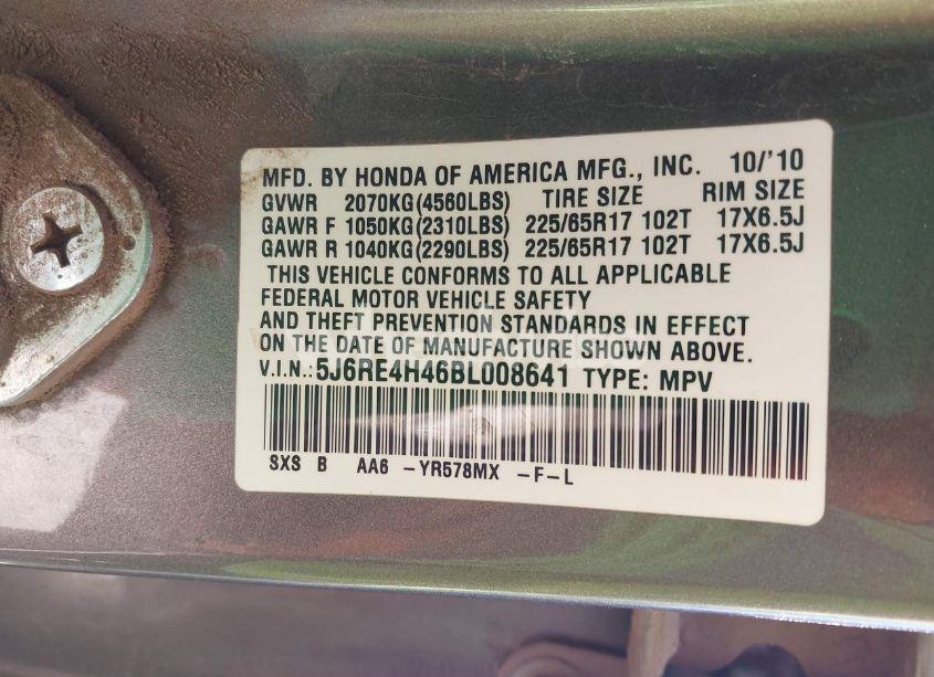 Photo 9 of 2011 Honda Cr-v SE (VIN 5J6RE4H46BL008641)