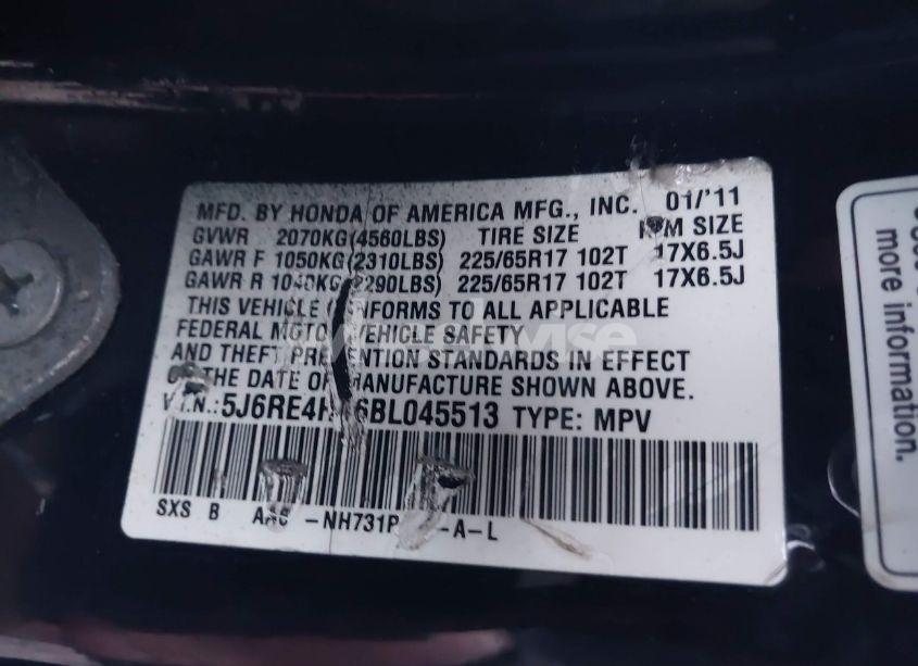 Photo 9 of 2011 Honda Cr-v SE (VIN 5J6RE4H46BL045513)