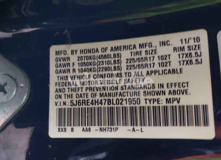 Photo 9 of 2011 Honda Cr-v SE (VIN 5J6RE4H47BL021950)