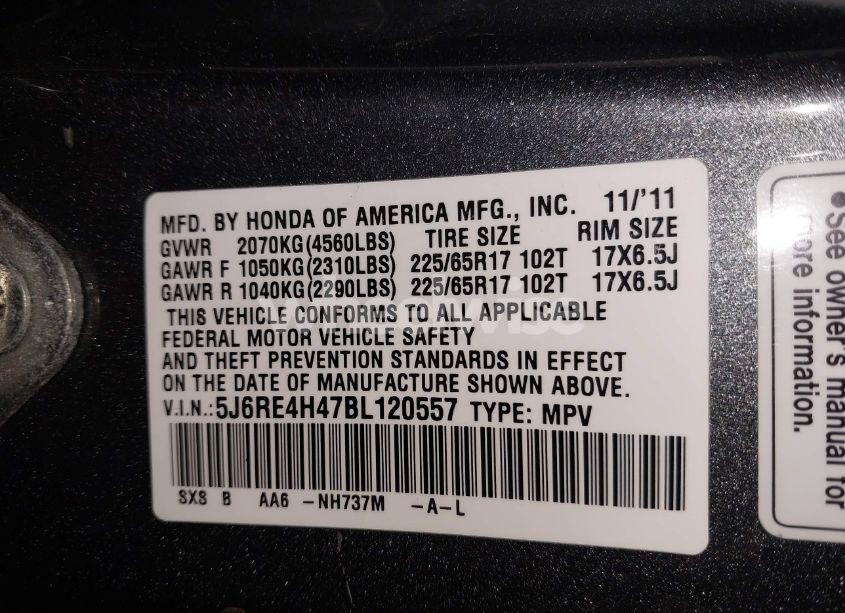 Photo 9 of 2011 Honda Cr-v SE (VIN 5J6RE4H47BL120557)