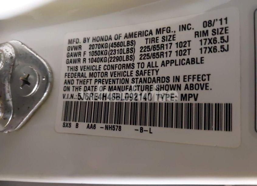 Photo 9 of 2011 Honda Cr-v SE (VIN 5J6RE4H48BL092140)