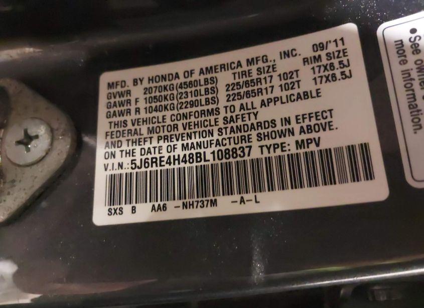 Photo 9 of 2011 Honda Cr-v SE (VIN 5J6RE4H48BL108837)