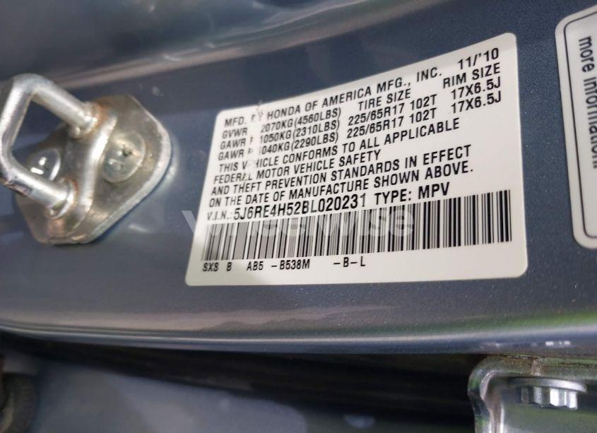 Photo 9 of 2011 Honda Cr-v EX (VIN 5J6RE4H52BL020231)