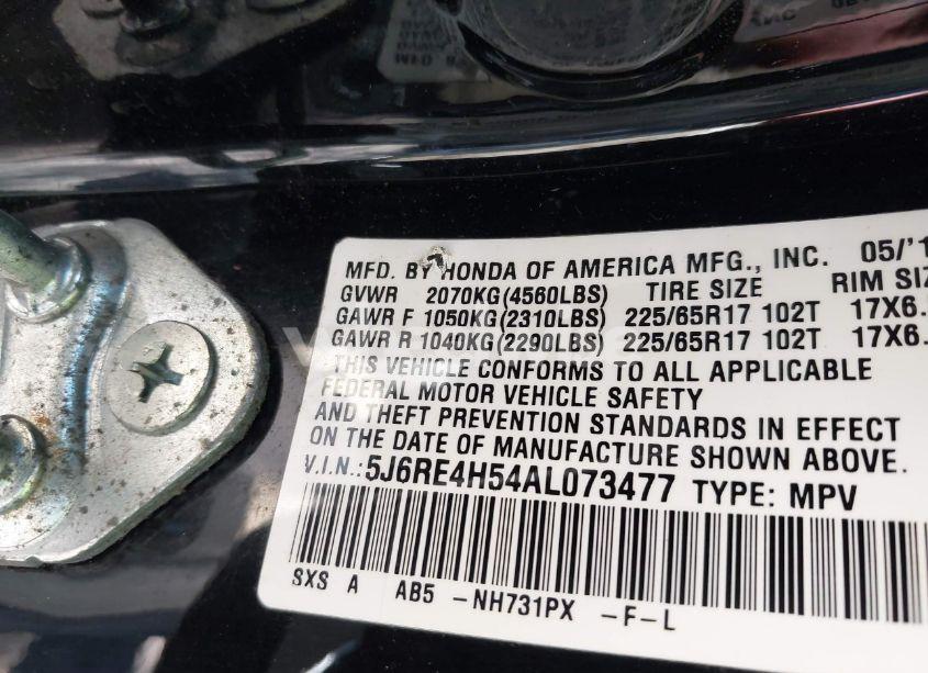 Photo 9 of 2010 Honda Cr-v EX (VIN 5J6RE4H54AL073477)