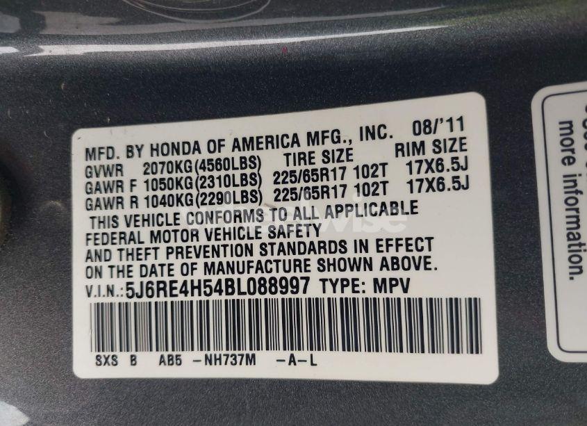 Photo 9 of 2011 Honda Cr-v EX (VIN 5J6RE4H54BL088997)