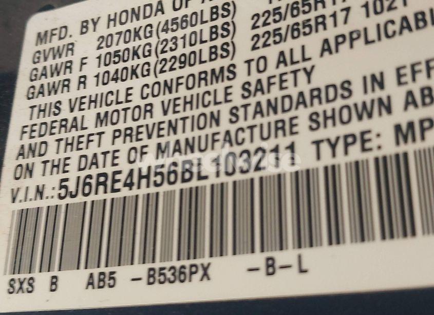 Photo 9 of 2011 Honda Cr-v EX (VIN 5J6RE4H56BL103211)
