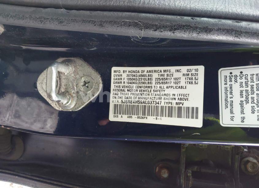 Photo 9 of 2010 Honda Cr-v EX (VIN 5J6RE4H59AL037347)