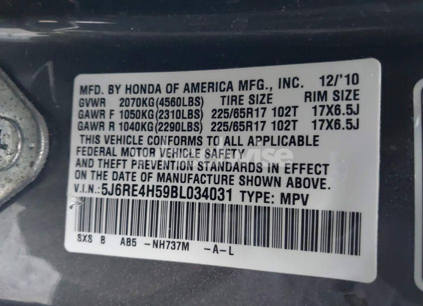 Photo 9 of 2011 Honda Cr-v EX (VIN 5J6RE4H59BL034031)