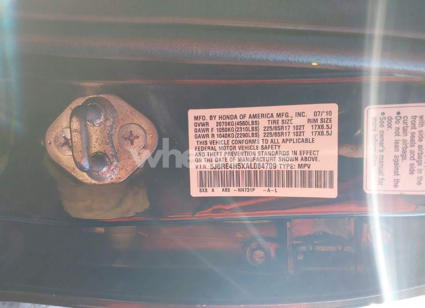 Photo 9 of 2010 Honda Cr-v EX (VIN 5J6RE4H5XAL084709)