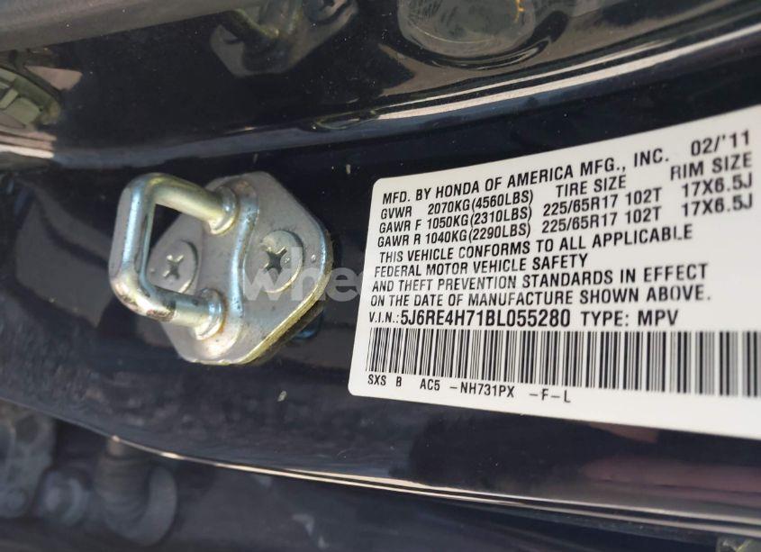 Photo 9 of 2011 Honda Cr-v EX-L (VIN 5J6RE4H71BL055280)