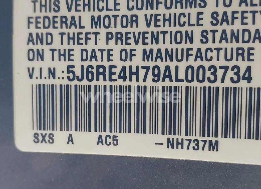 Photo 9 of 2010 Honda Cr-v EX-L (VIN 5J6RE4H79AL003734)