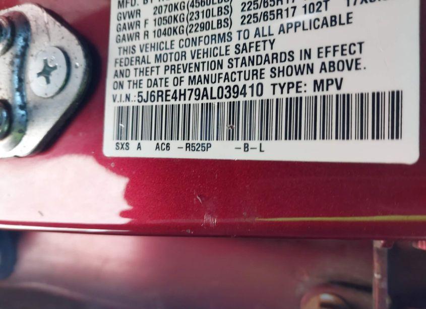 Photo 9 of 2010 Honda Cr-v EX-L (VIN 5J6RE4H79AL039410)