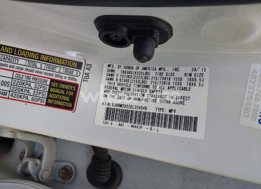 Photo 9 of 2014 Honda Cr-v LX (VIN 5J6RM3H32EL004546)