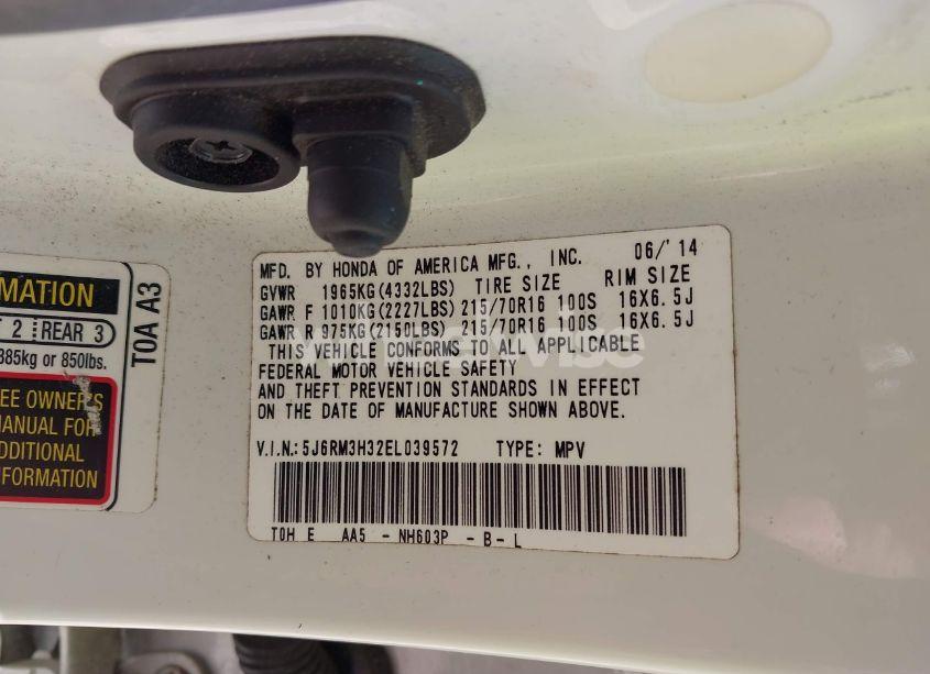 Photo 9 of 2014 Honda Cr-v LX (VIN 5J6RM3H32EL039572)