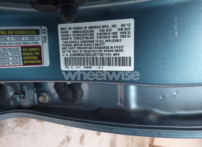 Photo 9 of 2013 Honda Cr-v LX (VIN 5J6RM3H33DL027705)