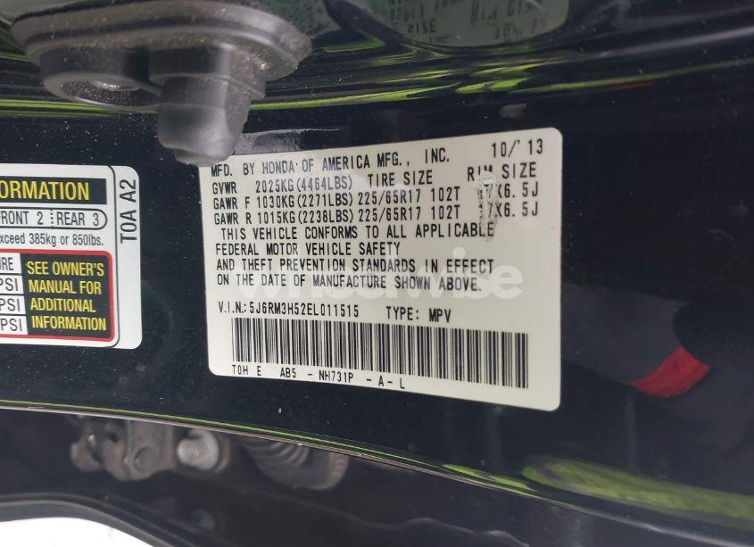 Photo 9 of 2014 Honda Cr-v EX (VIN 5J6RM3H52EL011515)