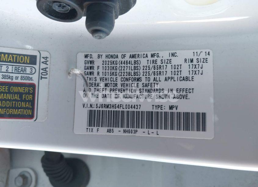 Photo 9 of 2015 Honda Cr-v EX (VIN 5J6RM3H54FL004437)