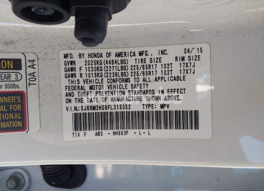 Photo 9 of 2015 Honda Cr-v EX (VIN 5J6RM3H56FL015052)