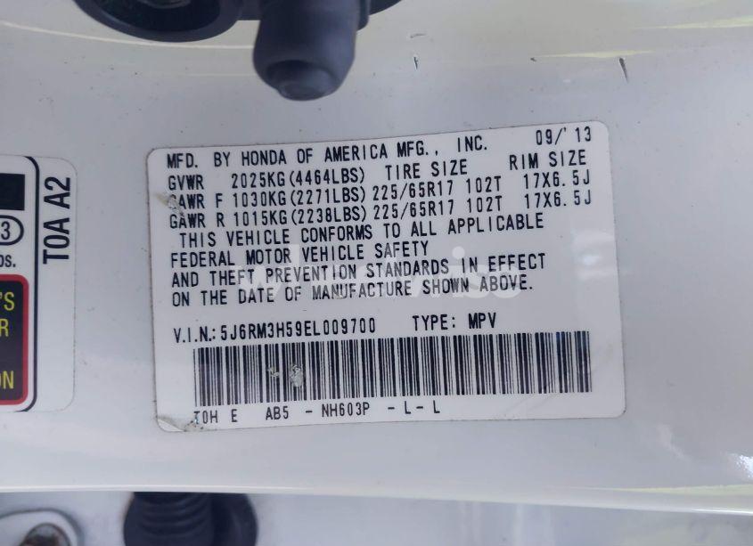 Photo 9 of 2014 Honda Cr-v EX (VIN 5J6RM3H59EL009700)