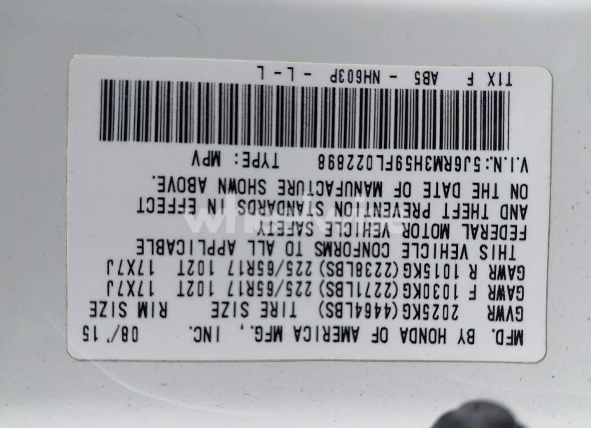 Photo 9 of 2015 Honda Cr-v EX (VIN 5J6RM3H59FL022898)