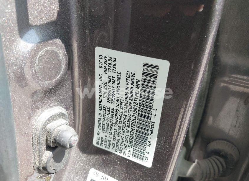 Photo 9 of 2013 Honda Cr-v EX-L (VIN 5J6RM3H78DL015813)