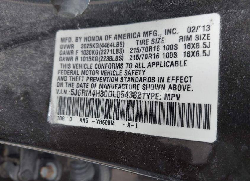 Photo 9 of 2013 Honda Cr-v LX (VIN 5J6RM4H30DL054382)