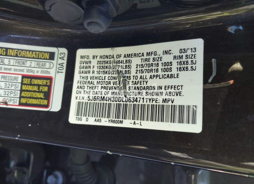 Photo 9 of 2013 Honda Cr-v LX (VIN 5J6RM4H30DL063471)