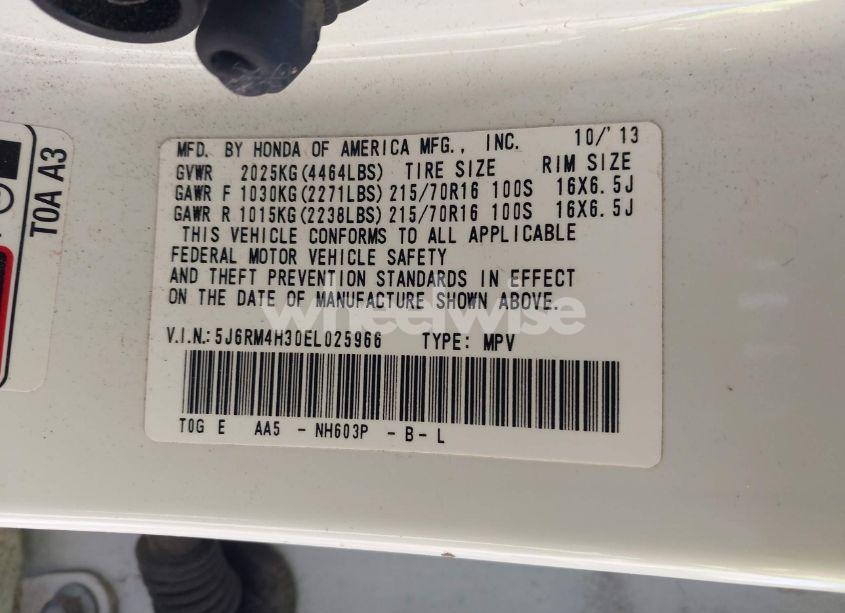 Photo 9 of 2014 Honda Cr-v LX (VIN 5J6RM4H30EL025966)