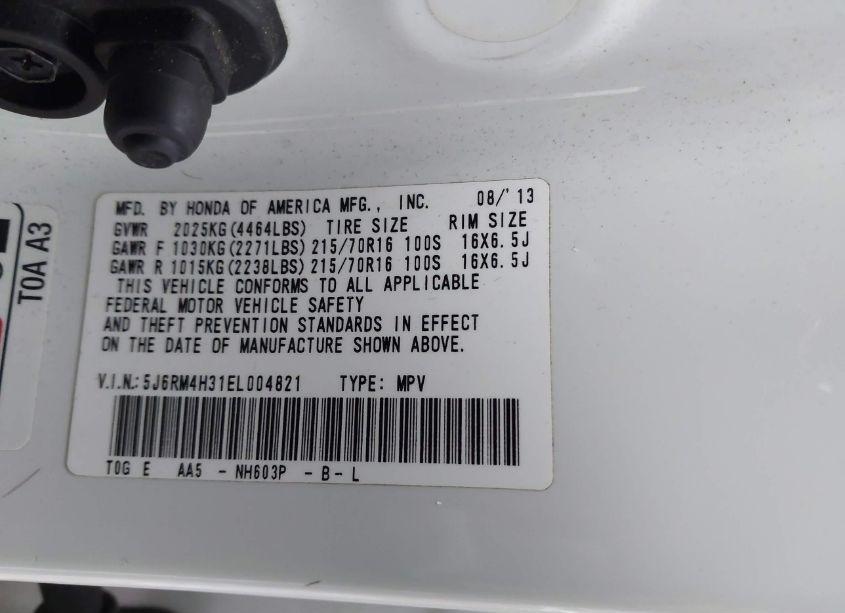 Photo 9 of 2014 Honda Cr-v LX (VIN 5J6RM4H31EL004821)