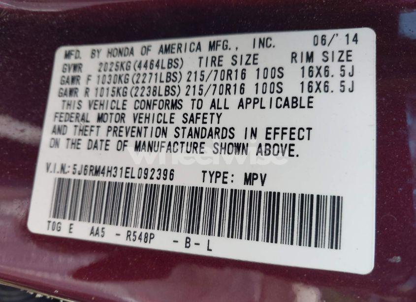 Photo 9 of 2014 Honda Cr-v LX (VIN 5J6RM4H31EL092396)