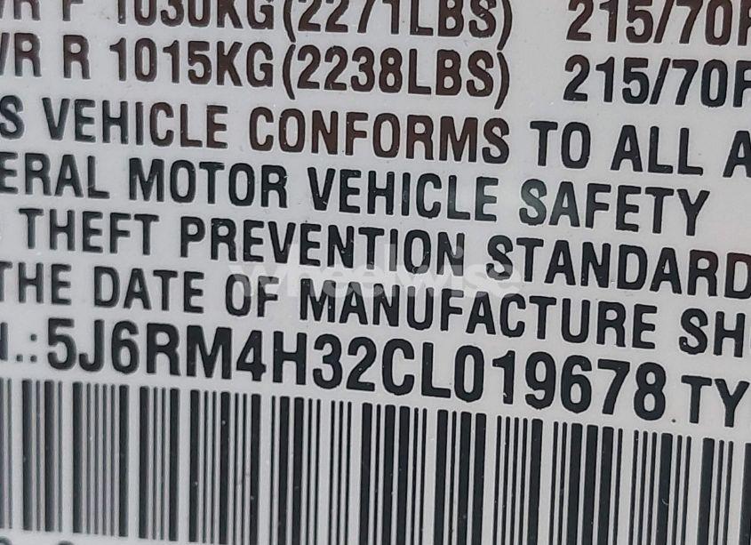 Photo 9 of 2012 Honda Cr-v LX (VIN 5J6RM4H32CL019678)