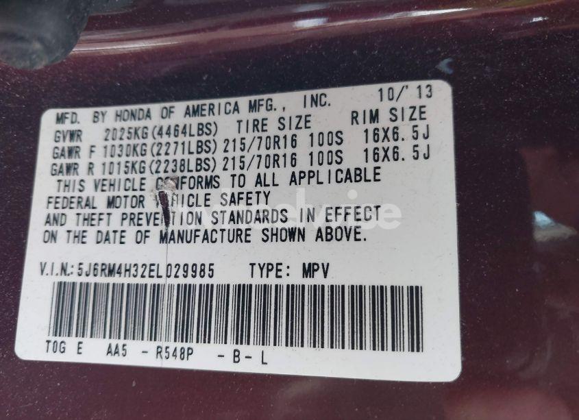 Photo 9 of 2014 Honda Cr-v LX (VIN 5J6RM4H32EL029985)