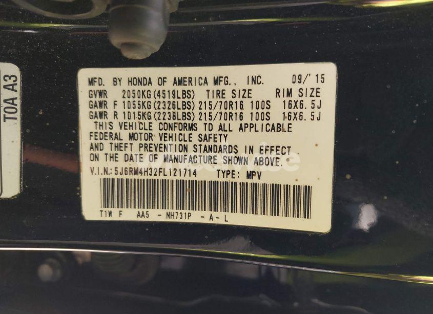 Photo 9 of 2015 Honda Cr-v LX (VIN 5J6RM4H32FL121714)