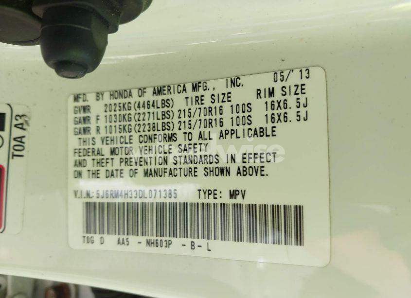 Photo 9 of 2013 Honda Cr-v LX (VIN 5J6RM4H33DL071385)